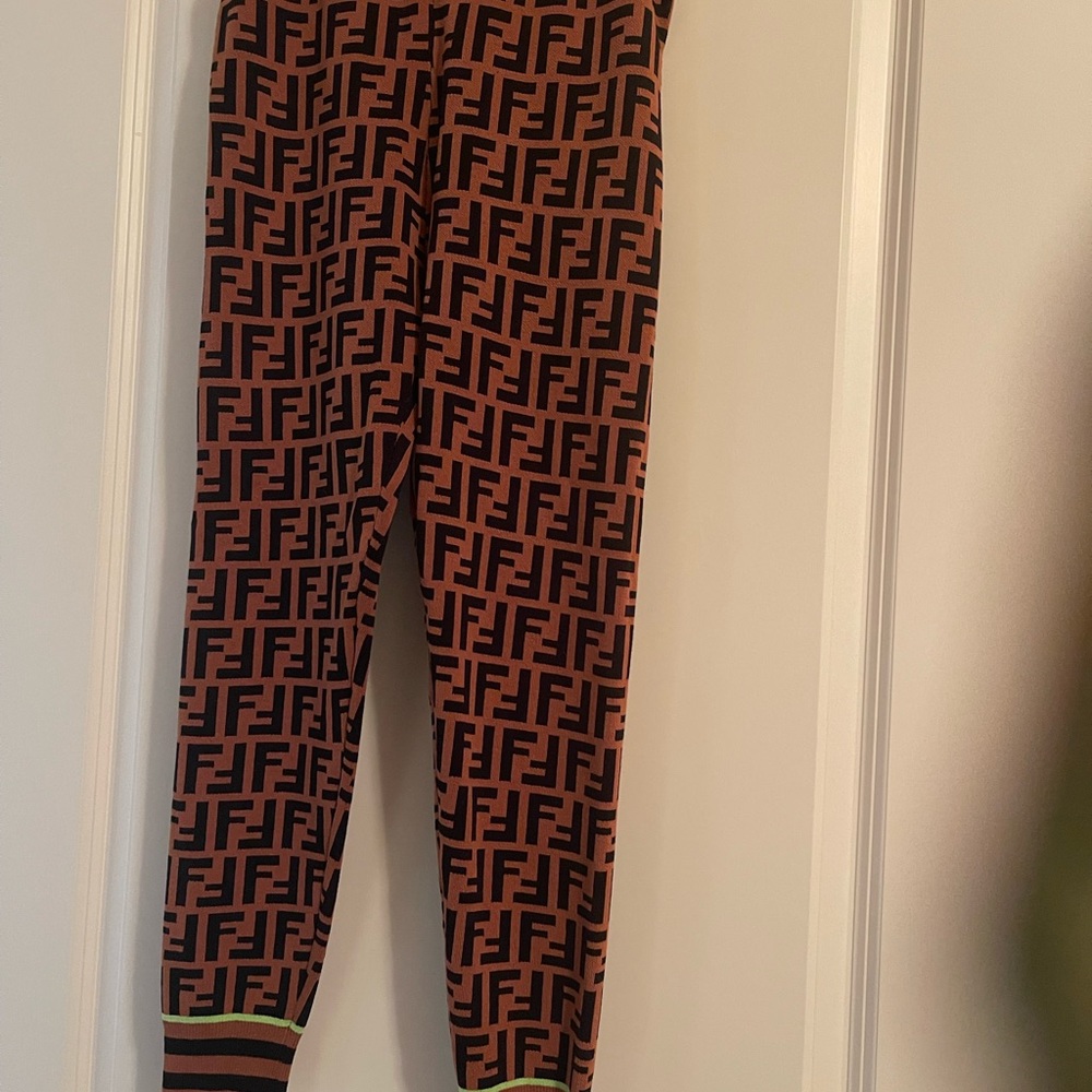 Fendi Brown Logo Joggers